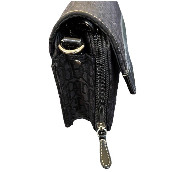 NWOT Giani Bernini Black Monogram Purse Handbag Faux Leather & Canvas 4” X 10” - Picture 3 of 13